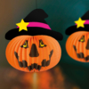 Kép 2/3 - Halloween-i tökös lampion - kalapban - akasztható - 26 cm