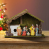 Kép 2/7 - Karácsonyi asztali dekoráció - Betlehem - kerámia és fa - 30 x 10 x 20 cm