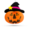 Kép 1/3 - Halloween-i tökös lampion - kalapban - akasztható - 26 cm