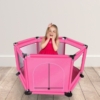 Kép 1/5 - Hatszögletű 3 az 1-ben járóka, játszótér, utazóágy kisgyermekeknek, pink színben