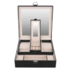 Kép 3/11 - Exclusive megjelenésű ékszertároló doboz, 16 rekeszes, 2 szintes, dupla tükörrel, zárható, fekete színben