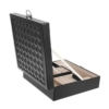 Kép 8/11 - Exclusive megjelenésű ékszertároló doboz, 16 rekeszes, 2 szintes, dupla tükörrel, zárható, fekete színben