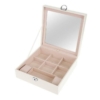 Kép 4/8 - Exclusive megjelenésű ékszertároló doboz, 16 rekeszes, 2 szintes, dupla tükörrel, zárható, fehér színben