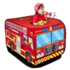 Kép 4/7 - Játszósátor gyerekeknek, tűzoltóautó mintával, textil hordozóval, 112x70x75 cm, piros
