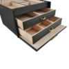 Kép 6/9 - Elegáns megjelenésű ékszertároló doboz, 20 rekeszes, 3 szintes, zárható, fekete színben
