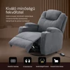 Elektromos relax fotelágy 8 pontos masszázs magyar nyelvű távirányítóval, ringató és forgatható funkció rozsdamentes pohártartó Snowflake textil sötétszürke