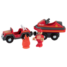 tűzoltókészlet jetski játékfigurával és lánggal