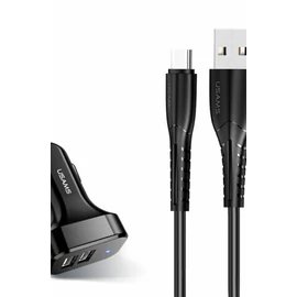 USAMS NT KING  Szivargyújtós töltővég 2.1A + 1M USB-C