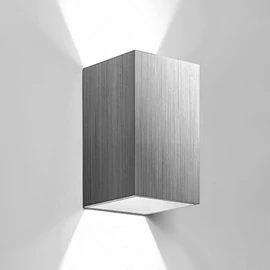 Kültéri fali LED lámpa 12W szálcsiszolt szürke színű IP65 vízálló 6000K hideg fényű (1003-6-BRUSHED-SILVER-6000K)