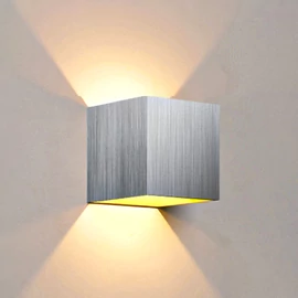Kültéri fali LED lámpa 12W szürke színű IP65 vízálló 3000K meleg fényű (1003-2-BRUSHED-SILVER-3000K)