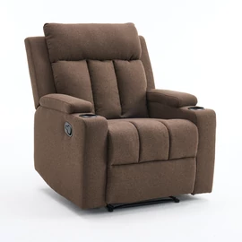 Manuális fekvőfotel, relax fotelágy két pohártartóval, sötétbarna szövet (JNF-MANUAL-FABRIC-DARK BROWN) JN-R8005A51