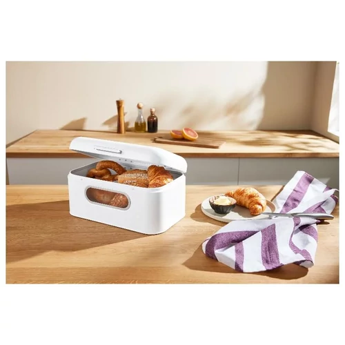 Silvercrest kenyértartó fém, kitekintőablakkal,tört fehér színű 