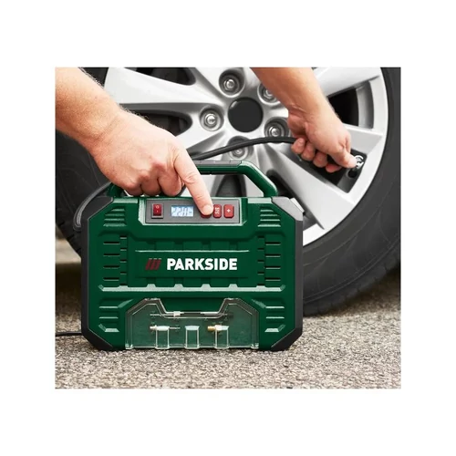 Parkside hordozható kompresszor digitális kijelzővel 12 V/230 V PMK 150 A1