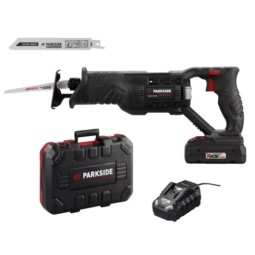 ParkSide Performance PSSAP 20-Li D5 SMART akkus orrfűrész kardfűrész kofferben, X20V (4Ah akkumulátorral + gyorstöltővel)