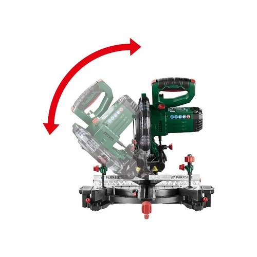 ParkSide PZKS 2000 C3 Asztali bütüző és gérvágó fűrész, csapfűrész, dupla csúszósínnel, 2000 W