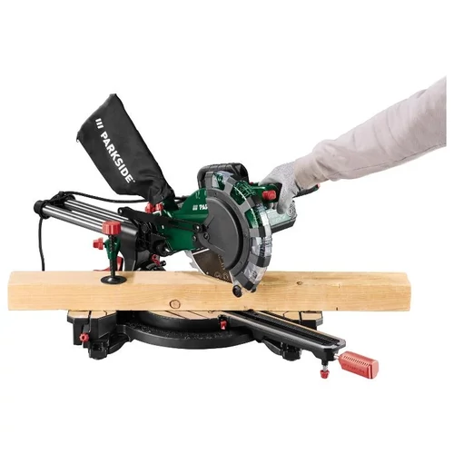 ParkSide PZKS 2000 C3 Asztali bütüző és gérvágó fűrész, csapfűrész, dupla csúszósínnel, 2000 W