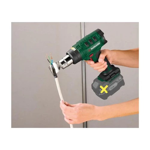 ParkSide PHLGA 20-Li D3 SOLO akkumulátoros hőlégfúvó, tartozékokkal, kofferben akkumulátor és töltő nélkül