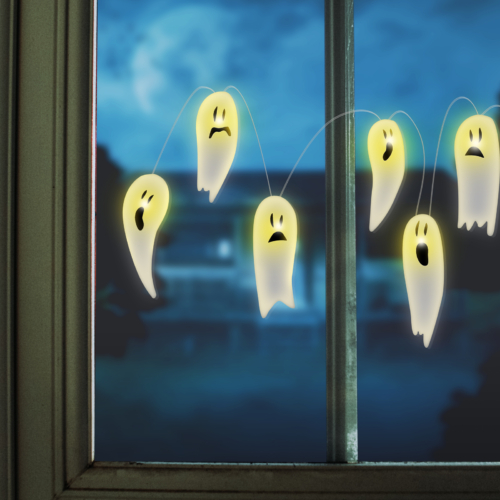 Halloween-i LED ablakdekor - gél - szellem