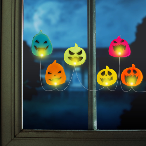 Halloween-i LED ablakdekor - gél - tök