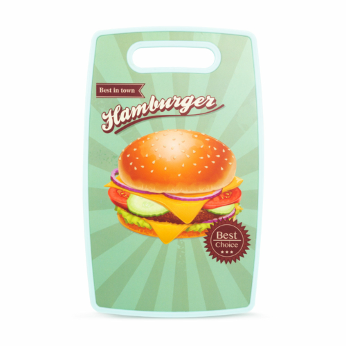 Vágódeszka - "BBQ" hamburger design - 37 x 23 cm