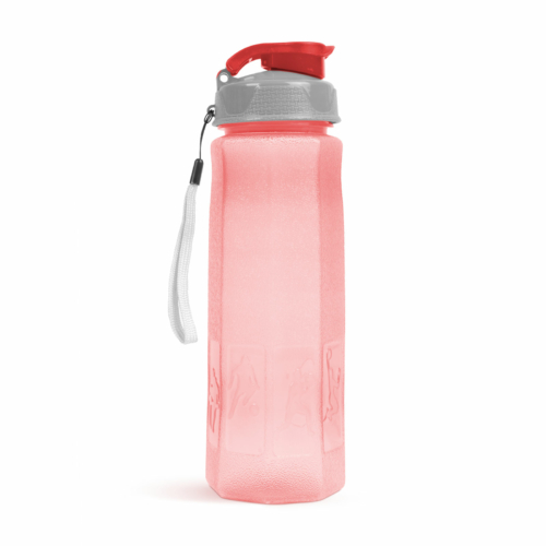 Sport kulacs - műanyag, átlátszó piros - 800 ml