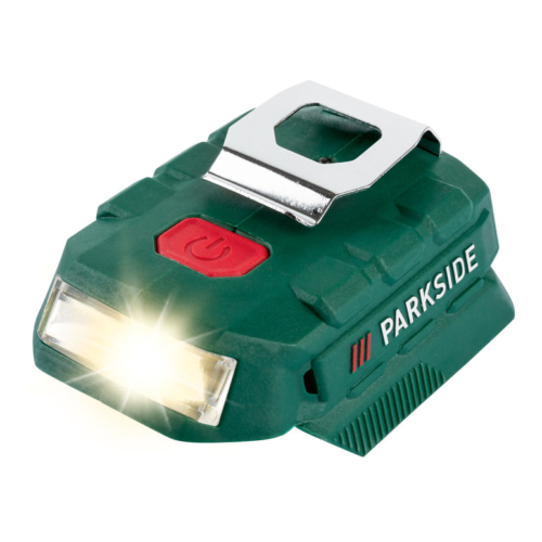 ParkSide PAA 20 Li B2 USB töltőadapter LED lámpával akkumlátor és töltő nélkül