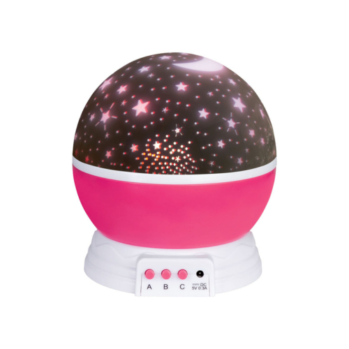 LivarnoHome csillagos ég vetítőlámpa, éjjelilámpa USB vagy elemes üzemmód, pink színű