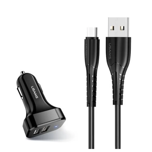 USAMS NT KING TU Szivargyújtós töltővég 2.1A USB kábel 