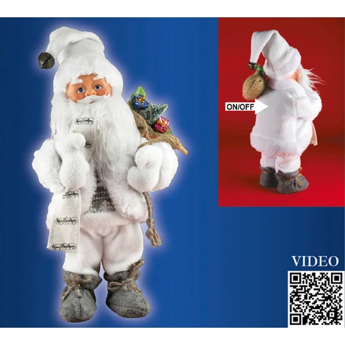 Táncoló, zenélő Mikulás fehér ruhában 30cm Home