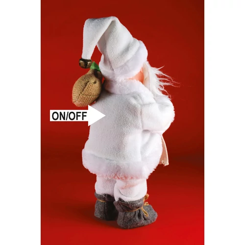 Táncoló, zenélő Mikulás fehér ruhában 30cm Home