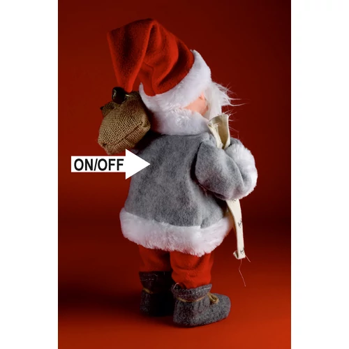 Táncoló, zenélő Mikulás, piros nadrágban 30cm beltéri kivitel Home 