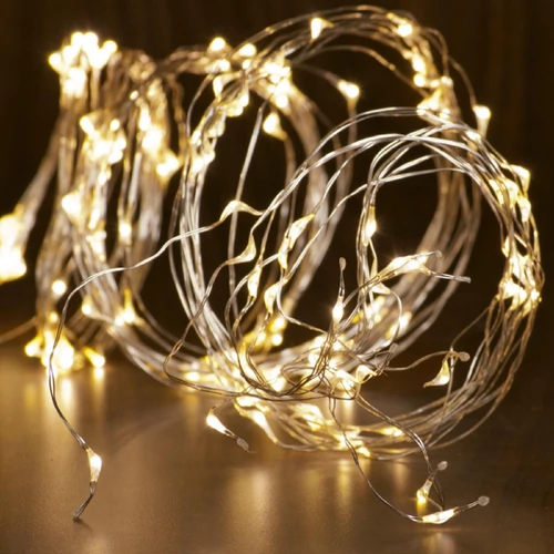 Micro LED-es fényfüzérköteg kültéri, 10 füzér-füzérenként 20db LED melegfény