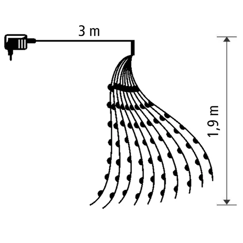 Micro LED-es fényfüzérköteg kültéri, 10 füzér-füzérenként 20db LED melegfény
