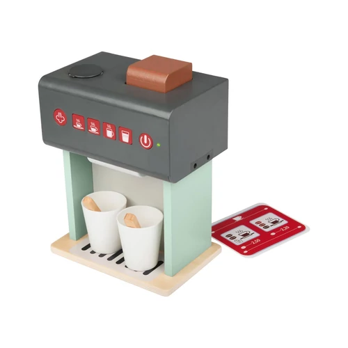 Playtive Fából készült kávéfőző PREMIUM dupla,hangot adó, gyerekkonyhába/boltba