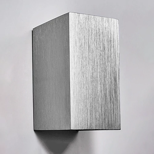 Kültéri fali LED lámpa 12W szálcsiszolt szürke színű IP65 vízálló 3000K meleg fényű (1003-6-BRUSHED-SILVER-3000K)