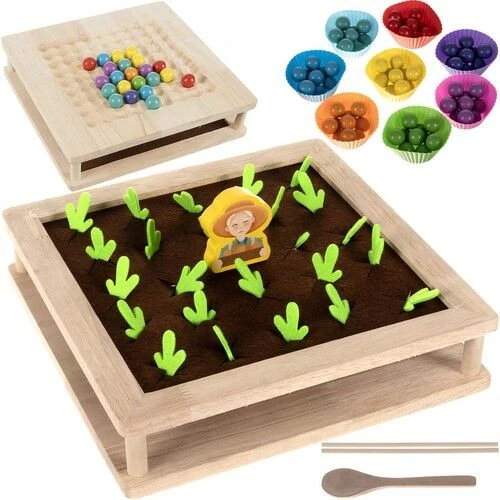 Fa puzzle 2 az 1-ben, gyöngyök és farm készségfejlesztő kirakójáték