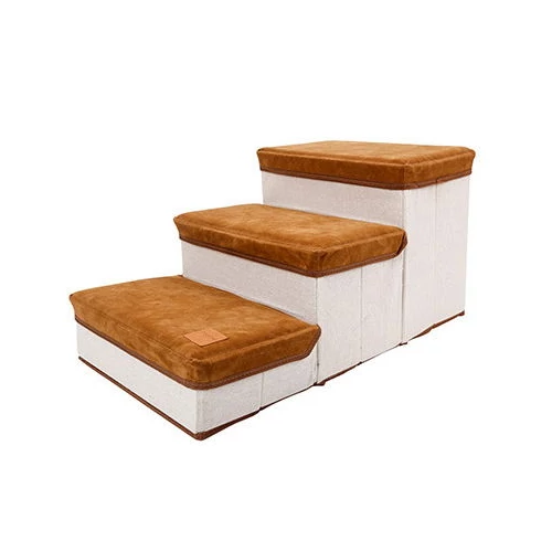 Kutyalépcső 3 lépcsőfokkal barna színben (DD01292-BROWN)