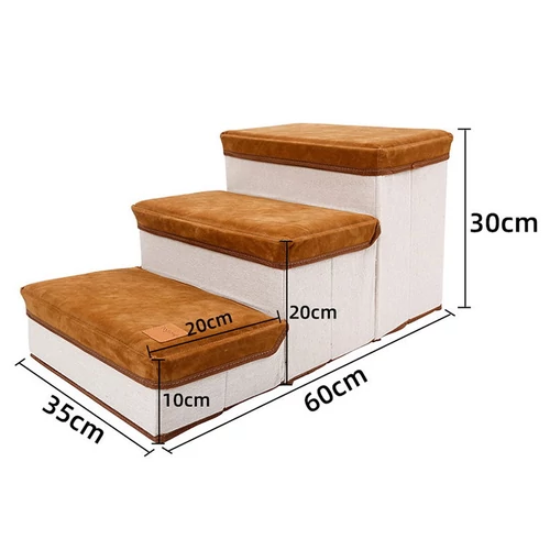 Kutyalépcső 3 lépcsőfokkal barna színben (DD01292-BROWN)