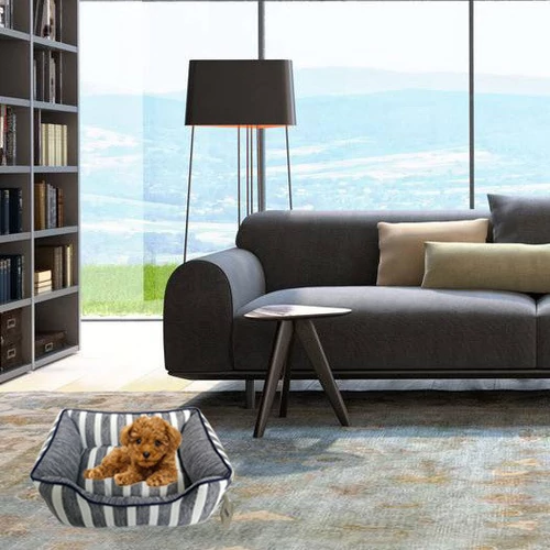Kutyafekhely, kutyaágy, macska fekhely, macskaágy Szürke színben M méret (PET-BED-STRIPED-GREY-M)