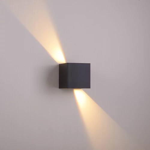 Kültéri fali LED lámpa 12W fekete IP65 vízálló 3000K meleg fényű (1003-2-BLACK-3000K)