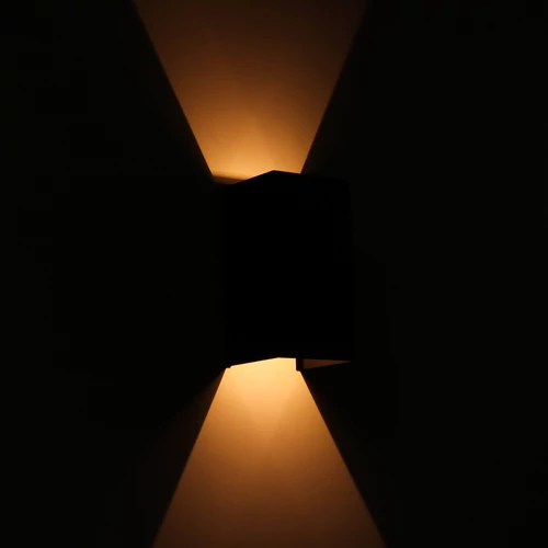 Kültéri fali LED lámpa 12W szálcsiszolt fekete IP65 vízálló 3000K meleg fényű (1003-6-BRUSHED-BLACK-3000K)