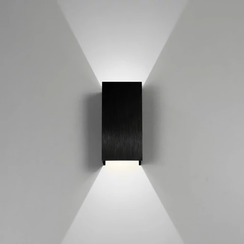 Kültéri fali LED lámpa 12W szálcsiszolt fekete IP65 vízálló 6000K hideg fényű (1003-6-BRUSHED-BLACK-6000K)