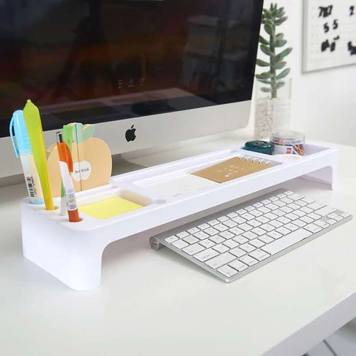 Asztali rendező állvány, monitortartó, monitor állvány, tároló fehér (KY-1013-white)