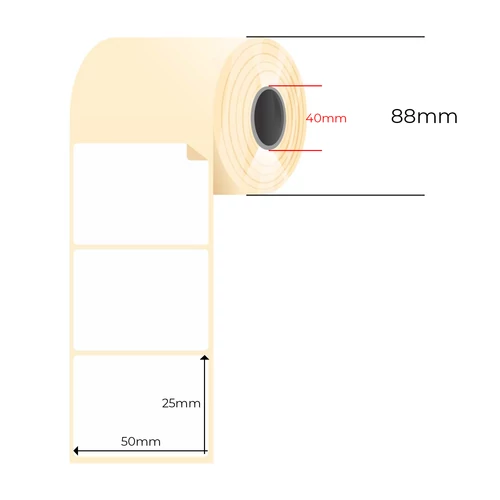 3600db 50x25mm direkt termál tekercses etikett címke (1200 címke/tekercs, 3 tekercs)