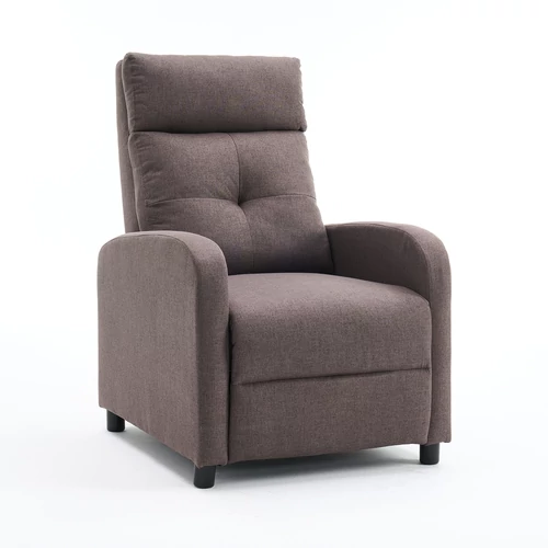 Manuális fekvőfotel, relax fotelágy push back, sötétbarna,szürke szövet (JNF-MANUAL-FABRIC-DARK BROWN) JN-R8003A51