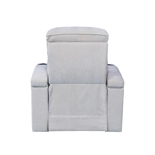 Luxus fekvőfotel, relax fotelágy elektromosan dönthető, lábtartóval, pohártartóval, világítással bézs textil