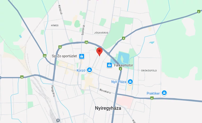 Térkép, amely az fizikai üzletet és környékét mutatja.